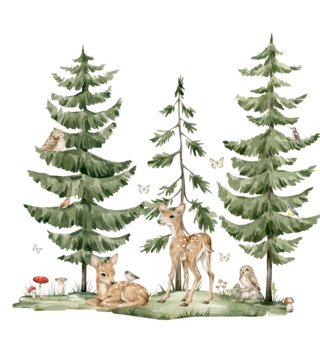 Forest - Lesní motiv /  sada-nalepky-na-stenu-forest-dk469-les-a-zvieratka-31-casti-lovel-02.jpg 